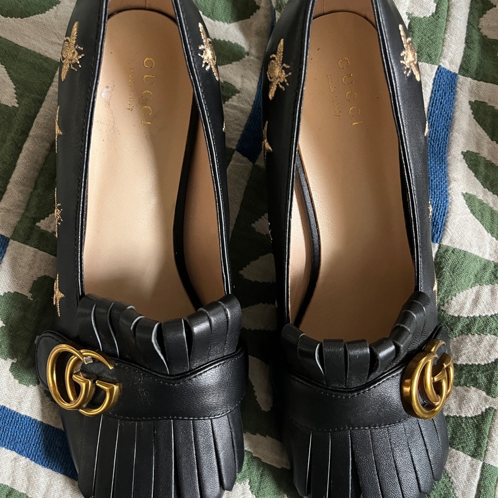 Gucci Italian Leather Heeled Loafers - Picture 6 of 7